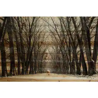 Parvez Taj - Tree Path Painting Print on Natural Pine Wood