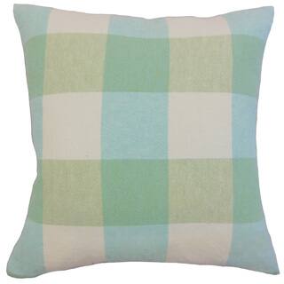 Amory Blue/ Green Plaid Down and Feather-filled 18-inch Throw Pillow