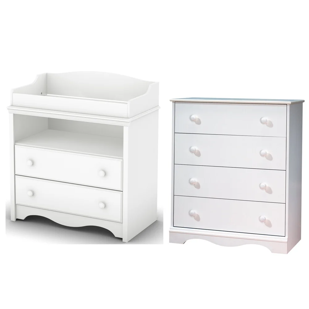 South Shore Heavenly Changing Table and 4-Drawer Chest Set