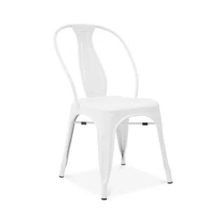 Sake Stackable Glossy White Steel Side Chair (Set of 4)
