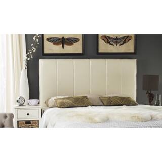 Safavieh Quincy White Leather Box Quilted Upholstered Headboard (King)