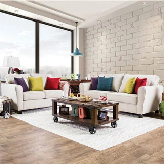 Furniture of America Kayleigh Contemporary 2-piece Beige Fabric Sofa Set