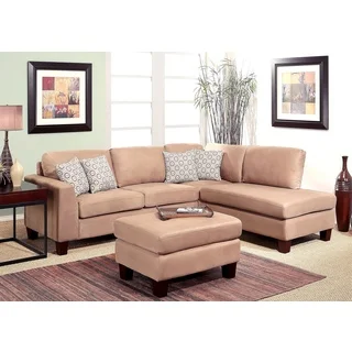 ABBYSON LIVING Heritage 3-piece Beige Fabric Sectional and Ottoman Set