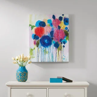 Intelligent Design Hearts and Flowers Hand Embellished Canvas