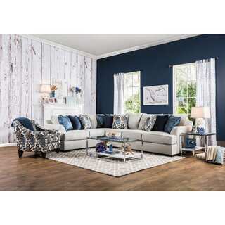 Furniture of America Rosille Contemporary 2-piece Fabric Sectional and Chair Set