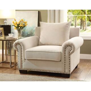 Furniture of America Casana Transitional Ivory Upholstered Club Chair