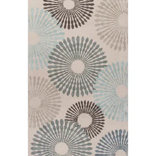 Contemporary Coastal Pattern Blue Wool and Art Silk Area Rug (8' x 10')