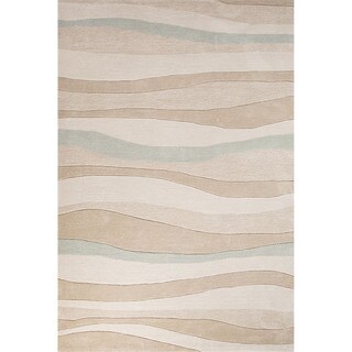 Contemporary Coastal Pattern Beige/Blue Polyester Area Rug (9' x 12')