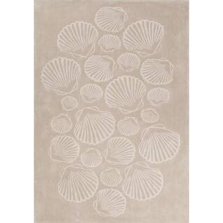 Contemporary Coastal Pattern Natural/Ivory Polyester Area Rug (7'6 x 9'6)
