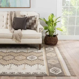 Indoor/Outdoor Tribal Pattern Ivory/Neutral Polyester Area Rug (2' x 3')