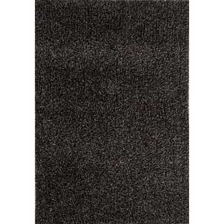 Shag Solid Pattern Gray/Ivory Polyester Area Rug (2' x 3')