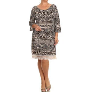 MOA Collection Plus Size Women's Lace Trim Dress