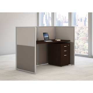 Bush Business Furniture Easy Office Straight Desk Closed Office with 3-drawer Mobile Pedestal