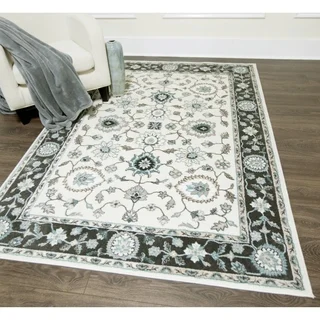 Home Dynamix Oxford Collection Transitional Cream/Grey Area Rug (5'2 x 7'2)