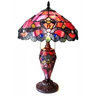 slide 1 of 1, Gracewood Hollow Ramdani 20-inch Stained Glass Magna Carta Table Lamp