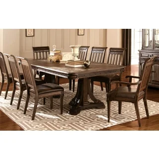 Empress Inspired Grand Rustic Espresso Dining Set with Metal Accents