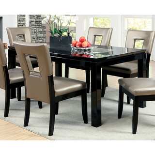 Furniture of America Evantel Mirror Insert Black Dining Table