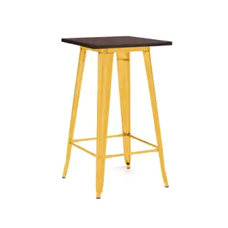 Amalfi Glossy Yellow and Elm Steel Bar Table