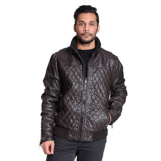 Excelled Men's Quilted Faux Leather Moto Jacket