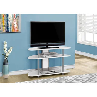 TV Stand-38"L/White With Silver Accent