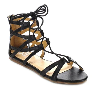 Beston FA55 Women's Lace-up Strapped Gladiator Flat Sandals