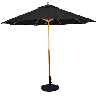 9' Umbrella with Light Wood Pole and Black Shade