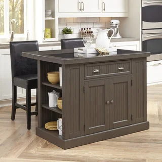 Stockbridge Kitchen Island and Two Stools by Home Styles