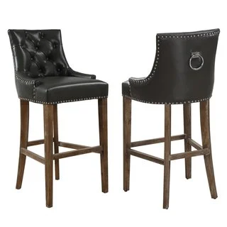 Uptown Grey Leather Counter Stool