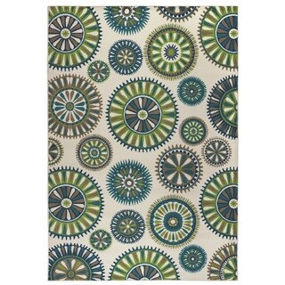 Rizzy Home Glendale Collection Power-loomed Blue/ Ivory Medallion Area Rug (6'7 x 9'6)