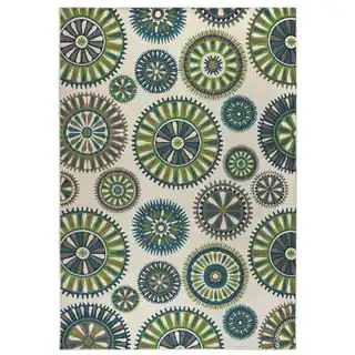 Rizzy Home Glendale Collection Power-loomed Blue/ Ivory Medallion Area Rug (5'3 x 7'7)