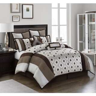 Grayson Silver/ Brown Geometric 8-piece Reversible Comforter Set