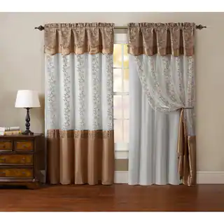 VCNY Maggie Embroidered Curtain Panel with Double Attached Valance and Backing