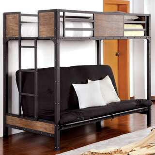 Furniture of America Markain Industrial Metal Loft Bed with Futon Base
