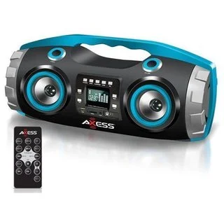 Axess PBBT2709 Blue Portable Bluetooth FM Radio/CD/MP3/USB/SD Heavy Bass Boombox