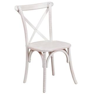 Dylan Wood Cross Back Design Antique Limewash Stackable Chairs