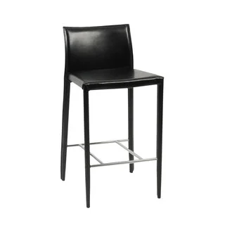 Shen-C Black Leather Counter Stool (Set of 2)
