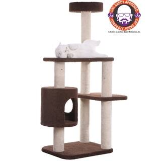 Carpeted Cat Tree With Rope Toy and Condo