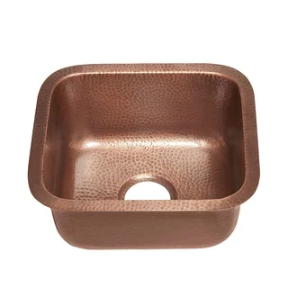 Sinkology Sisley Undermount Handmade Copper Sink 17" Bar Prep Sink in Hammered Antique Copper