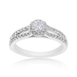 Andrew Charles 14k White Gold 5/8ct TDW Diamond Halo Ring (H-I, SI2-I1)