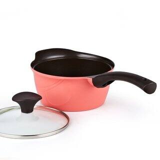 Cook N Home 1.7 quart Pink Nonstick Ceramic Coating Die Cast Sauce Pan with Lid
