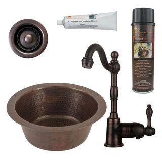Premier Copper Products BSP4_BR12DB2-B Bar/ Prep Sink, Faucet and Accessories Package