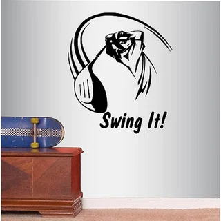 Swing it! Phrase Golf Player Golf Swing Sports Golfer Vinyl Decal Wall Sticker