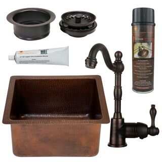 Premier Copper Products BSP4_BREC16DB-G Bar/ Prep Sink, Faucet and Accessories Package