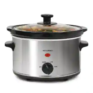 Stainless Steel 2-quart Oval Slow Cooker with 3 Heat Settings