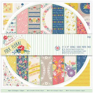 Papermania 12 x 12-inch Double Sided Paper Pack Folk Floral (Pack of 40)