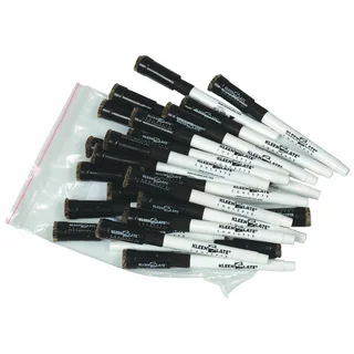 KleenSlate Dry Erase Markers w/Erasers, Fine Point, Black, 24/pkg