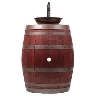 Premier Copper Products Wine Barrel Cabernet Finish Vanity Package with 15-inch Round Wired Rim Vessel Sink and Faucet