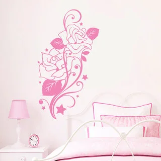 Wall Decal Flower Roses Design Decals for Florists Vinyl Stickers Home Decor Art Murals Pink