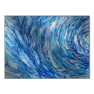 Galllery Direct Blue Feathers Watercolor Print on Mounted Metal Wall Art