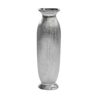Elements 18-inch Silver Scratched Ceramic Vase